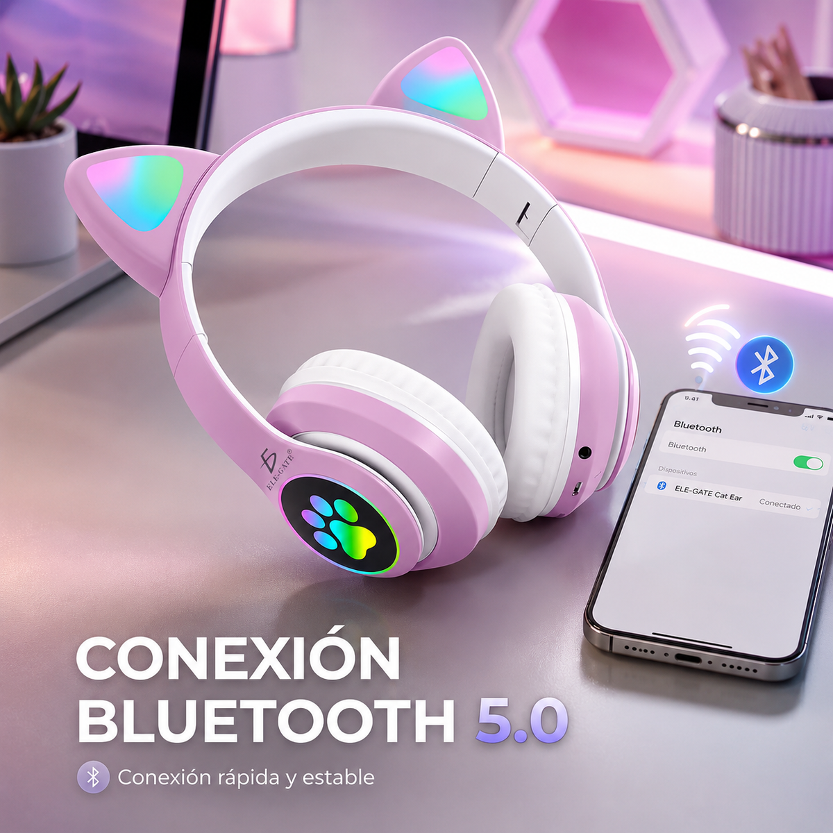 🐱🎧 ¡Audífonos Gamer con Orejas de Gato y Luces RGB! ✨🎮 Diadema SY-G25