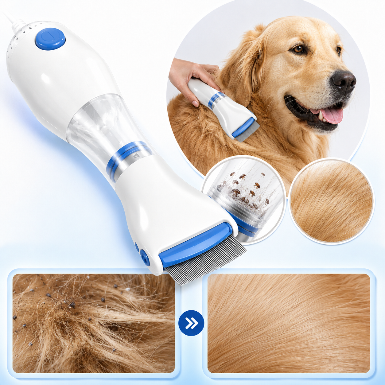 🐾👧 Peine Eléctrico Antipiojos 💙✨ Elimina Piojos y Liendres Sin Químicos 🚫🪳