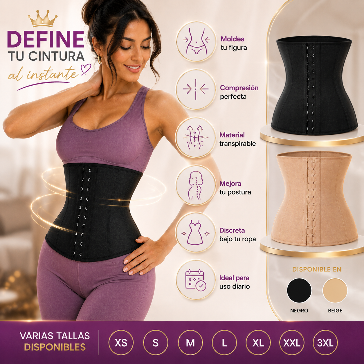 💜✨ Faja Moldeadora Invisible | Define tu Cintura con Confianza
