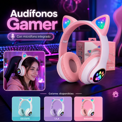 🐱🎧 ¡Audífonos Gamer con Orejas de Gato y Luces RGB! ✨🎮 Diadema SY-G25