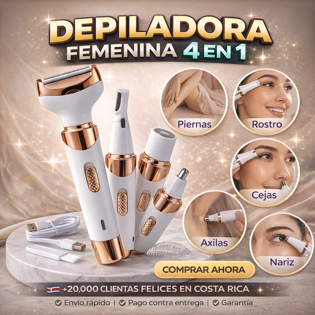 MAQUINA DEPILADORA 4 EN 1 🌸 Multifuncional | 💦 Uso en seco | 🔋 Portátil y recargable