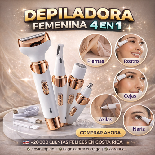 MAQUINA DEPILADORA 4 EN 1 🌸 Multifuncional | 💦 Uso en seco | 🔋 Portátil y recargable