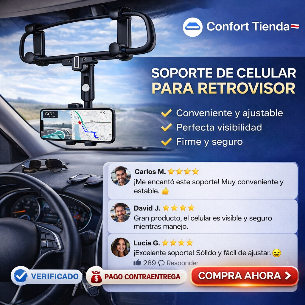 🚗 Soporte 360° para Celular en Retrovisor