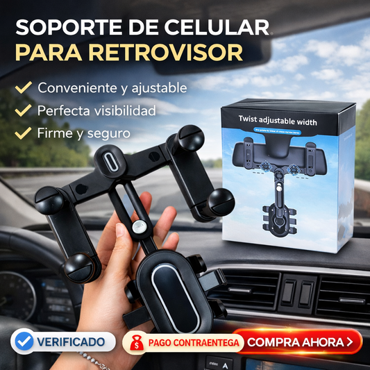 🚗 Soporte 360° para Celular en Retrovisor