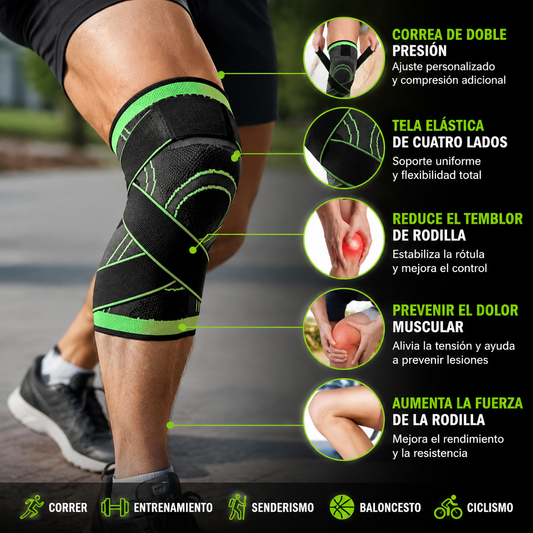 🔥🦵 Rodillera Elástica Ortopédica 360° con Doble Cinta Ajustable | Pack x2 💪⭐✨